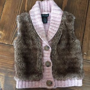 Girls Pink and Faux Fur Cynthia Rowley vest